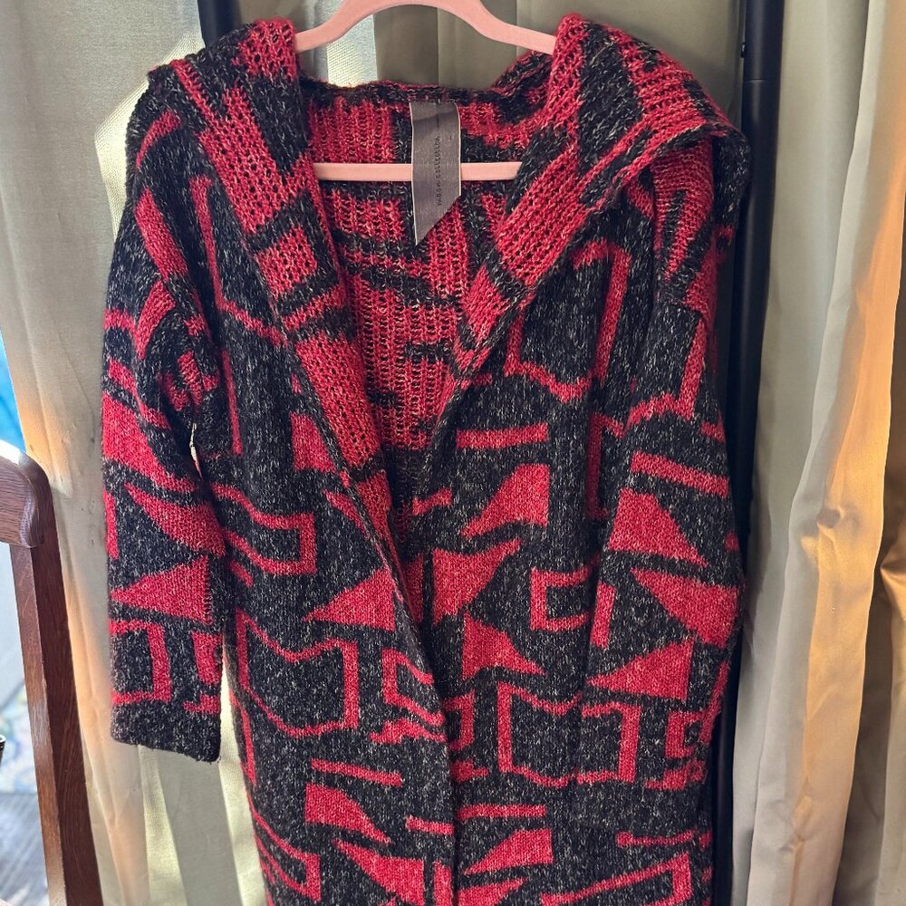 Moon Collection of Los Angeles CA Native Print Knee Length Sweater w/hood